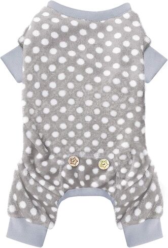 KYEESE Dog Pajamas Polka Dot Soft Material Stretchable Jumpsuit 4 Legs Dogs Pjs Onesie Soft Velvet in Kuwait