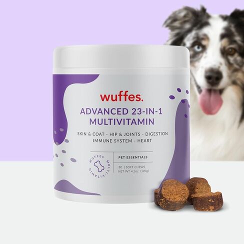Wuffes 23-in-1 Chewable Dog Multivitamin&Supplements - Dog Multivitamin for Small&Large Breed - Pet Vitamins and Minerals for Coat, Heart, Hips&Joints, Digestion&Immune System, 30 Soft Chews (23-in-1) in Saudi Arabia