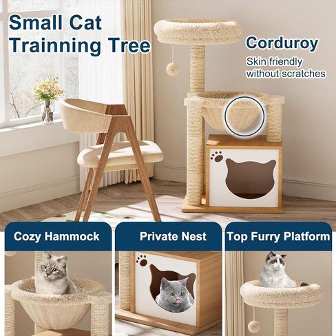 Dosker Cat Tree Tower 39in لطيف القط الأثاث متعدد المستويات أسرة شجرة القط مع أعمدة الخدش، منصة، شقة، سلة معلقة الكرة (الأخضر والبرتقالي) in Kuwait