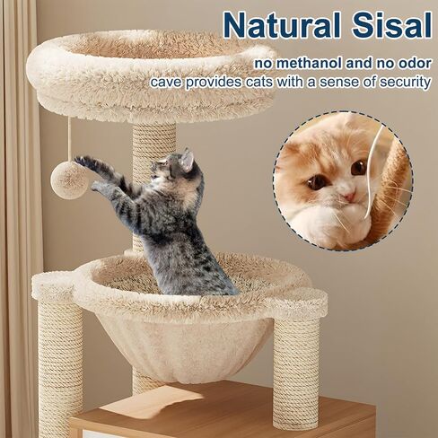 Dosker Cat Tree Tower 39in لطيف القط الأثاث متعدد المستويات أسرة شجرة القط مع أعمدة الخدش، منصة، شقة، سلة معلقة الكرة (الأخضر والبرتقالي) in Kuwait
