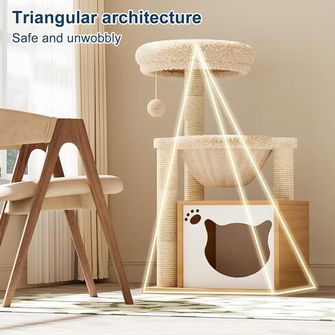 Dosker Cat Tree Tower 39in لطيف القط الأثاث متعدد المستويات أسرة شجرة القط مع أعمدة الخدش، منصة، شقة، سلة معلقة الكرة (الأخضر والبرتقالي) in Kuwait