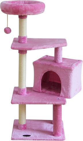 10FEN Cute Cat Tree Kitten Cat Tower for Indoor Cat Condo Sisal Scratching Posts with Jump Platform Cat Furniture Activity Center Play House Pink in Kuwait