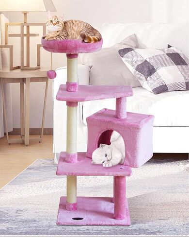 10FEN Cute Cat Tree Kitten Cat Tower for Indoor Cat Condo Sisal Scratching Posts with Jump Platform Cat Furniture Activity Center Play House Pink in Kuwait
