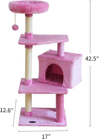 10FEN Cute Cat Tree Kitten Cat Tower for Indoor Cat Condo Sisal Scratching Posts with Jump Platform Cat Furniture Activity Center Play House Pink in Kuwait