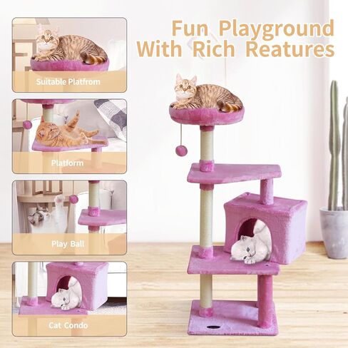 10FEN Cute Cat Tree Kitten Cat Tower for Indoor Cat Condo Sisal Scratching Posts with Jump Platform Cat Furniture Activity Center Play House Pink in Kuwait