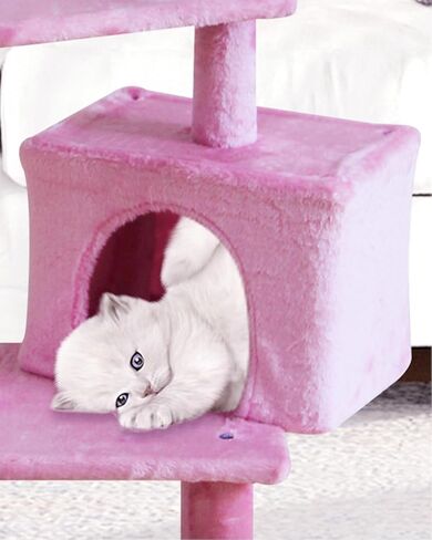 10FEN Cute Cat Tree Kitten Cat Tower for Indoor Cat Condo Sisal Scratching Posts with Jump Platform Cat Furniture Activity Center Play House Pink in Kuwait