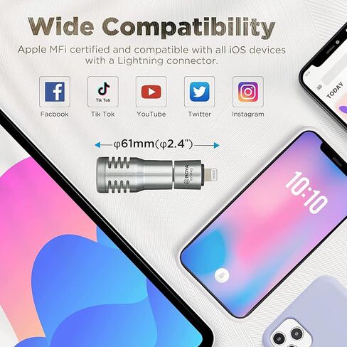 BOYA External Microphone for iPhone iPad iPod iOS, Portable Omnidirectional Mini Plug Play Lightning Microphone for Podcast Vlog YouTube TikTok Video Recording in Saudi Arabia