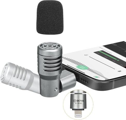 BOYA External Microphone for iPhone iPad iPod iOS, Portable Omnidirectional Mini Plug Play Lightning Microphone for Podcast Vlog YouTube TikTok Video Recording in Saudi Arabia