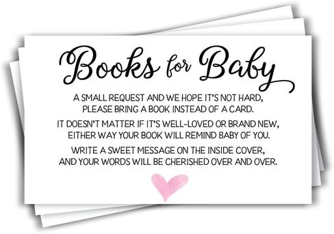 50 Pink Watercolor Heart Baby Shower Book Insert Request Cards (50-Cards) in Kuwait