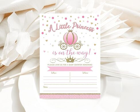 دعوة لحفل استقبال المولود من برينسيس، لون زهري ملكي وذهبي، 20 دعوة ومظاريف تعبئة in Kuwait