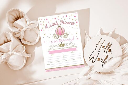 دعوة لحفل استقبال المولود من برينسيس، لون زهري ملكي وذهبي، 20 دعوة ومظاريف تعبئة in Kuwait