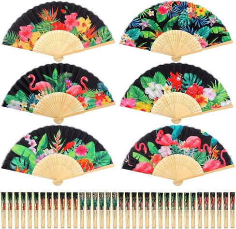 36 Pcs Havana Nights Folding Hand Fans Bulk for Cuban Party Decorations Tropical Nights Folding Fans Hawaiian Hibiscus Luau Hand Folding Fans for Summer Aloha Luau Tiki Wedding Themed Party Supplies in Saudi Arabia