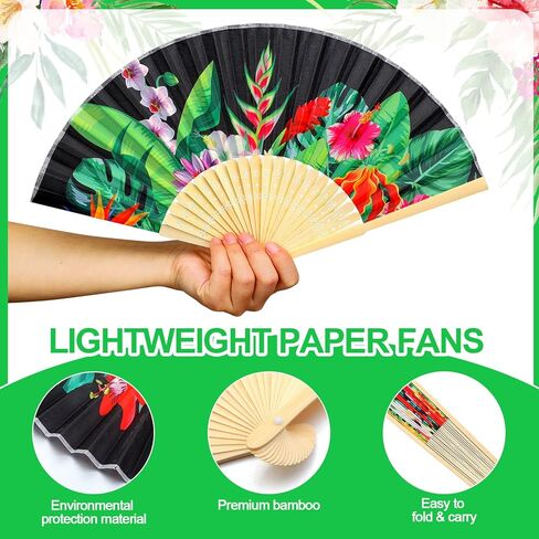 36 Pcs Havana Nights Folding Hand Fans Bulk for Cuban Party Decorations Tropical Nights Folding Fans Hawaiian Hibiscus Luau Hand Folding Fans for Summer Aloha Luau Tiki Wedding Themed Party Supplies in Saudi Arabia