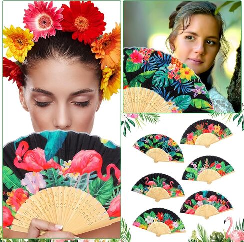 36 Pcs Havana Nights Folding Hand Fans Bulk for Cuban Party Decorations Tropical Nights Folding Fans Hawaiian Hibiscus Luau Hand Folding Fans for Summer Aloha Luau Tiki Wedding Themed Party Supplies in Saudi Arabia