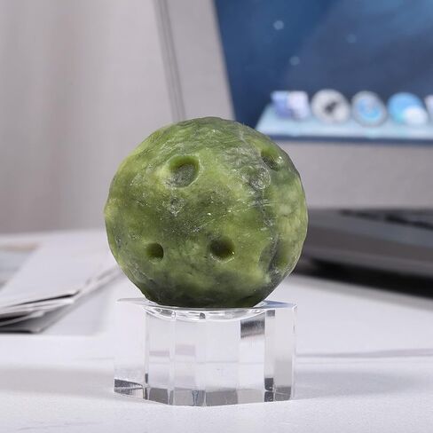 زخرفة كوكب حجر كريستال مستدير من Rockcloud مع كرة زخرفية بقاعدة أكريليك لتزيين سطح المكتب والمكتب المنزلي، اليشم الأصفر in Saudi Arabia