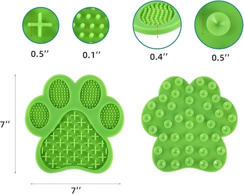 Dog Slow Food mat,Tray | Slow Feeder Dog Bowls | Licking Mat for Dogs with Suction Cups | Dog Peanut Butter Lick Pads with Scraper, Perfect for Bathing, Grooming Useful for Distracting Pets （Green） in Kuwait