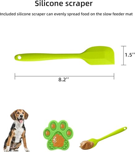 Dog Slow Food mat,Tray | Slow Feeder Dog Bowls | Licking Mat for Dogs with Suction Cups | Dog Peanut Butter Lick Pads with Scraper, Perfect for Bathing, Grooming Useful for Distracting Pets （Green） in Kuwait