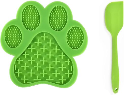 Dog Slow Food mat,Tray | Slow Feeder Dog Bowls | Licking Mat for Dogs with Suction Cups | Dog Peanut Butter Lick Pads with Scraper, Perfect for Bathing, Grooming Useful for Distracting Pets （Green） in Kuwait