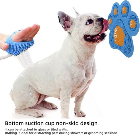 Dog Slow Food mat,Tray | Slow Feeder Dog Bowls | Licking Mat for Dogs with Suction Cups | Dog Peanut Butter Lick Pads with Scraper, Perfect for Bathing, Grooming Useful for Distracting Pets （Blue） in Kuwait