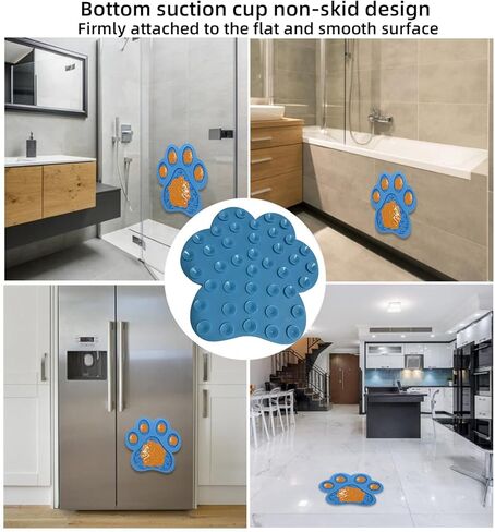 Dog Slow Food mat,Tray | Slow Feeder Dog Bowls | Licking Mat for Dogs with Suction Cups | Dog Peanut Butter Lick Pads with Scraper, Perfect for Bathing, Grooming Useful for Distracting Pets （Blue） in Kuwait