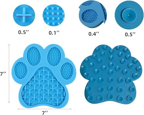 Dog Slow Food mat,Tray | Slow Feeder Dog Bowls | Licking Mat for Dogs with Suction Cups | Dog Peanut Butter Lick Pads with Scraper, Perfect for Bathing, Grooming Useful for Distracting Pets （Blue） in Kuwait