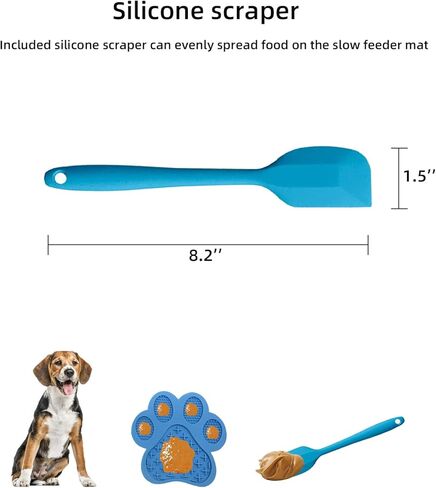 Dog Slow Food mat,Tray | Slow Feeder Dog Bowls | Licking Mat for Dogs with Suction Cups | Dog Peanut Butter Lick Pads with Scraper, Perfect for Bathing, Grooming Useful for Distracting Pets （Blue） in Kuwait