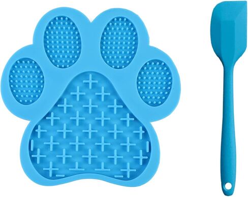 Dog Slow Food mat,Tray | Slow Feeder Dog Bowls | Licking Mat for Dogs with Suction Cups | Dog Peanut Butter Lick Pads with Scraper, Perfect for Bathing, Grooming Useful for Distracting Pets （Blue） in Kuwait