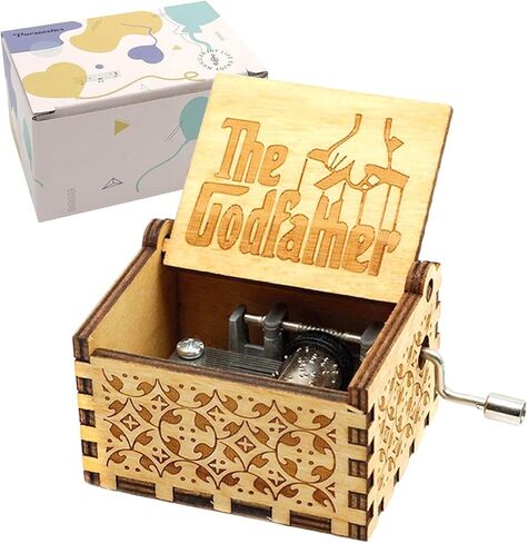 Pursuestar Over The Rainbow Wood Music Box، كرنك اليد محفورة خمر صندوق موسيقي خشبي هدية لعيد ميلاد عيد الحب الزفاف عيد الميلاد السنة الجديدة in Kuwait