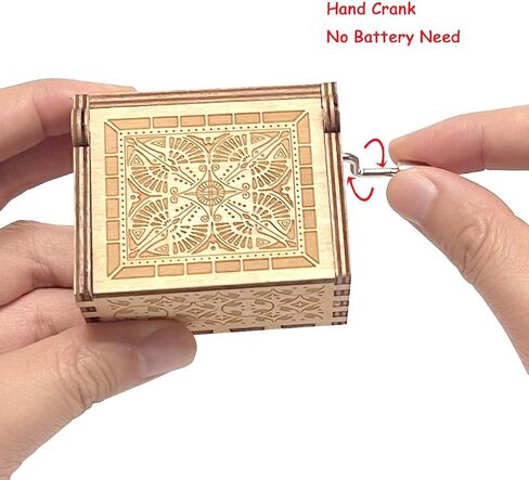 Pursuestar Over The Rainbow Wood Music Box، كرنك اليد محفورة خمر صندوق موسيقي خشبي هدية لعيد ميلاد عيد الحب الزفاف عيد الميلاد السنة الجديدة in Kuwait