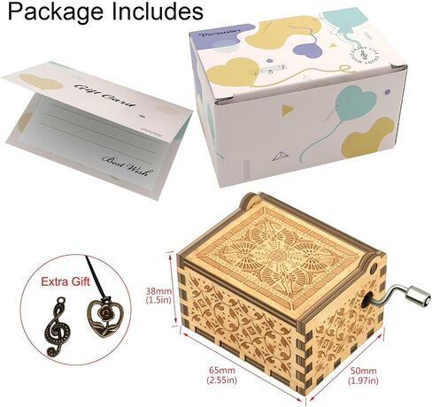 Pursuestar Over The Rainbow Wood Music Box، كرنك اليد محفورة خمر صندوق موسيقي خشبي هدية لعيد ميلاد عيد الحب الزفاف عيد الميلاد السنة الجديدة in Kuwait