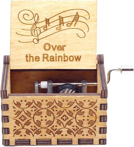 Pursuestar Over The Rainbow Wood Music Box، كرنك اليد محفورة خمر صندوق موسيقي خشبي هدية لعيد ميلاد عيد الحب الزفاف عيد الميلاد السنة الجديدة in Kuwait