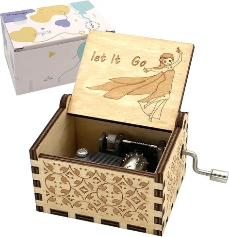 Pursuestar Over The Rainbow Wood Music Box، كرنك اليد محفورة خمر صندوق موسيقي خشبي هدية لعيد ميلاد عيد الحب الزفاف عيد الميلاد السنة الجديدة in Kuwait