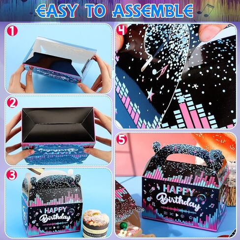 24 Pcs Music Birthday Party Decorations Music Candy Boxes Birthday Treat Boxes Music Party Favors Music Themed Birthday Party Goodie Boxes Cardboard Gift Boxes for Birthday Social Media Music Party in Kuwait