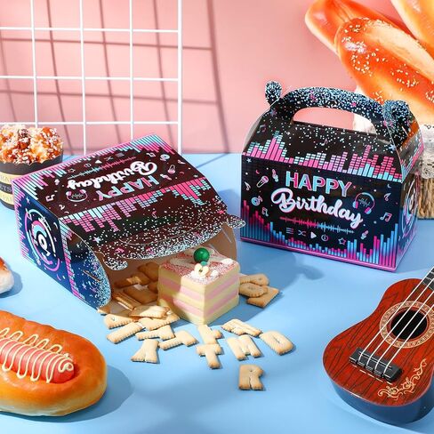 24 Pcs Music Birthday Party Decorations Music Candy Boxes Birthday Treat Boxes Music Party Favors Music Themed Birthday Party Goodie Boxes Cardboard Gift Boxes for Birthday Social Media Music Party in Kuwait