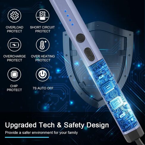 SUPRUS Candle Lighter Electric Arc Lighter Rechargeable USB Lighter Extra Long Lighter Flameless Plasma Windproof with LED Light for Home Kitchen BBQ (Black) in Kuwait