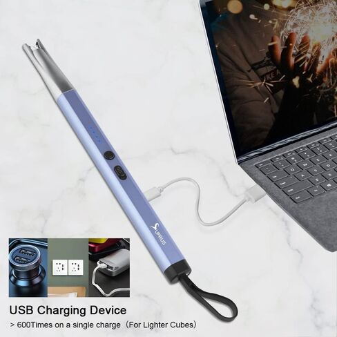SUPRUS Candle Lighter Electric Arc Lighter Rechargeable USB Lighter Extra Long Lighter Flameless Plasma Windproof with LED Light for Home Kitchen BBQ (Black) in Kuwait