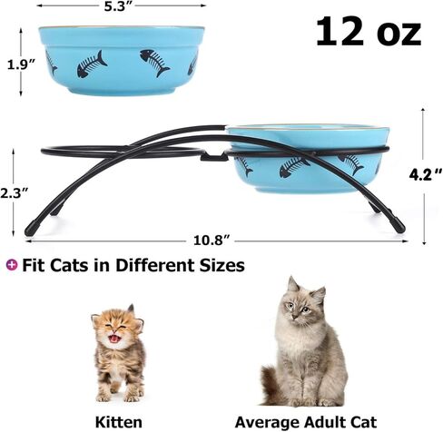 Y YHY Cat Food Dishes, Raised Ceramic Bowls, 12 Ounce Capacity, Reduce Neck Burden, Non-Slip Stand, Dishwasher Safe in Kuwait