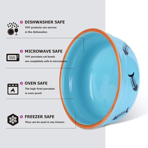 Y YHY Cat Food Dishes, Raised Ceramic Bowls, 12 Ounce Capacity, Reduce Neck Burden, Non-Slip Stand, Dishwasher Safe in Kuwait