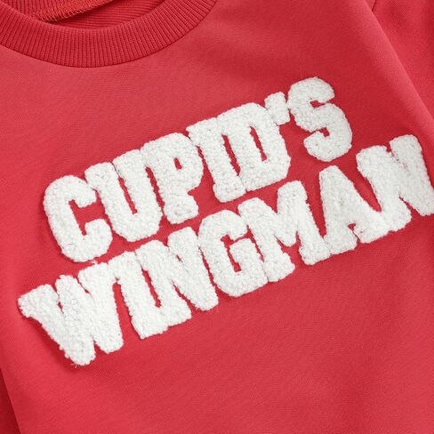 Molgkyo Toddler Baby Boy Valentines Day Outfit Long Sleeve Letter Print Sweatshirt Tops Pants Set 2Pcs Infant Spring Clothes in Saudi Arabia