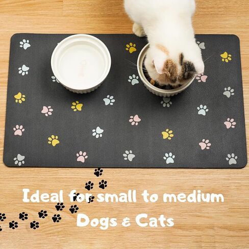 Yetstock Absorben Pet Feeding Mat for Food and Water No Stains Quick Dry Mat for Dog Cat Bowl- Color Paw Style 12x19 Inches in Saudi Arabia