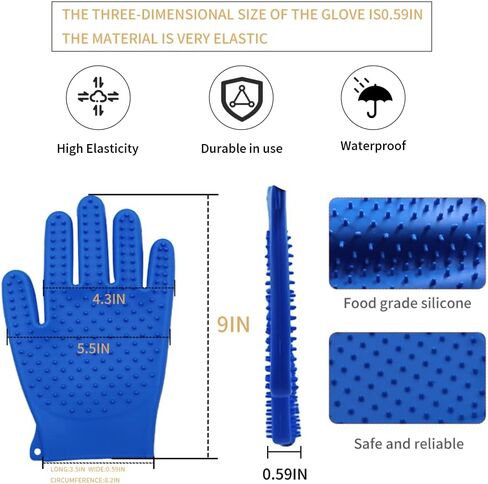 Ｗindhunt Pet Grooming Glove,Cat Bathing Supplies,Dog Brush for Shedding,Silicone Dog Hair Remover,1 Pack in Kuwait