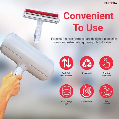 FAREEHA Pet Hair Remover - Reusable Hair Remover for Cats and Dogs for Furniture, Sofas, Carpets, Car Seats or Bedding - Multiple Portable Lint Roller in Saudi Arabia