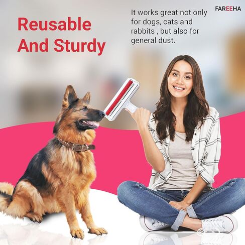FAREEHA Pet Hair Remover - Reusable Hair Remover for Cats and Dogs for Furniture, Sofas, Carpets, Car Seats or Bedding - Multiple Portable Lint Roller in Saudi Arabia