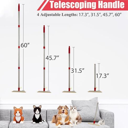 PIMEKOY Pet Hair Remover Carpet Rake for Laundry Couch Rug with Adjustable Long Handle, Dog Cat Hair Removal Brush Tool, Reusable Animal Fur Lint Remover Broom Scraper for Car Mats Furniture Stairs in Kuwait