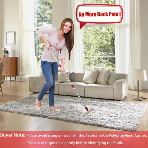 PIMEKOY Pet Hair Remover Carpet Rake for Laundry Couch Rug with Adjustable Long Handle, Dog Cat Hair Removal Brush Tool, Reusable Animal Fur Lint Remover Broom Scraper for Car Mats Furniture Stairs in Kuwait