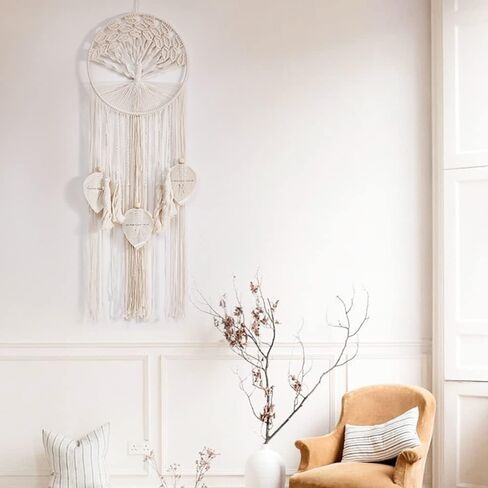 شجرة الحياة EasyBravo Dream Catcher Macrame للتعليق على الحائط Boho Dream Catchers لديكورات منزلية لحفلات الزفاف العتيقة (ريش) in Saudi Arabia