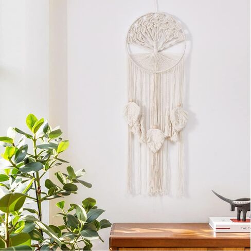شجرة الحياة EasyBravo Dream Catcher Macrame للتعليق على الحائط Boho Dream Catchers لديكورات منزلية لحفلات الزفاف العتيقة (ريش) in Saudi Arabia