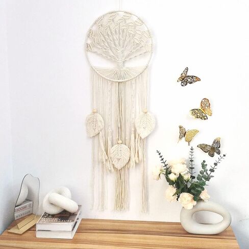 شجرة الحياة EasyBravo Dream Catcher Macrame للتعليق على الحائط Boho Dream Catchers لديكورات منزلية لحفلات الزفاف العتيقة (ريش) in Saudi Arabia