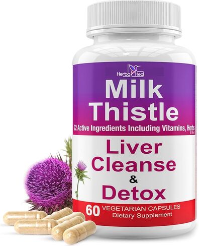 Liver Cleanse Detox & Repair Silymarin Milk Thistle Extract 1000mg High Potency Liver Focus Supplement for Weight Loss with 22 Ingredients - Natural Detoxifier & Regenerator Liver Support & Rescue in Saudi Arabia