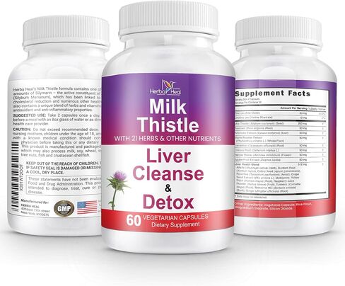 Liver Cleanse Detox & Repair Silymarin Milk Thistle Extract 1000mg High Potency Liver Focus Supplement for Weight Loss with 22 Ingredients - Natural Detoxifier & Regenerator Liver Support & Rescue in Saudi Arabia